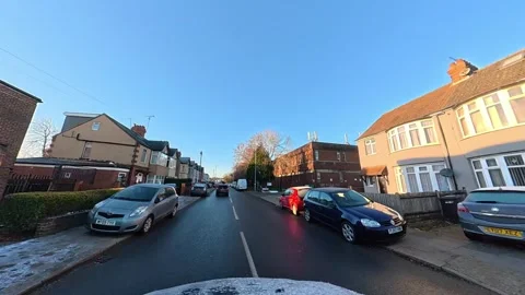 Ultra Wide Angle View of British City During Car Drive Stock Footage 326313030