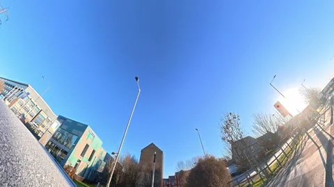 Ultra Wide Angle View of British City During Car Drive Stock Footage 326313495