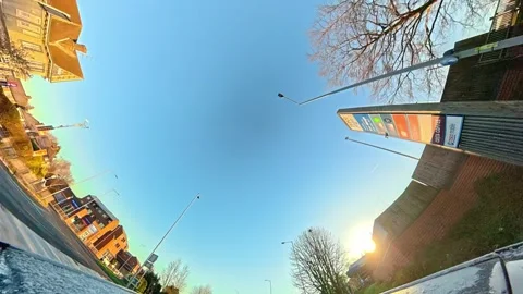 Ultra Wide Angle View of British City During Car Drive Stock Footage 326316301