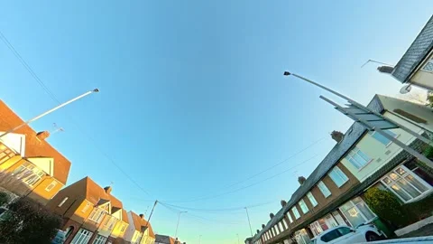 Ultra Wide Angle View of British City During Car Drive Stock Footage 326318524