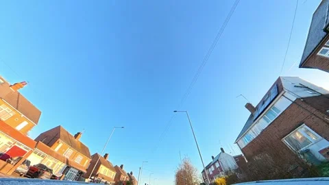 Ultra Wide Angle View of British City During Car Drive Vídeos de archivo 326318717