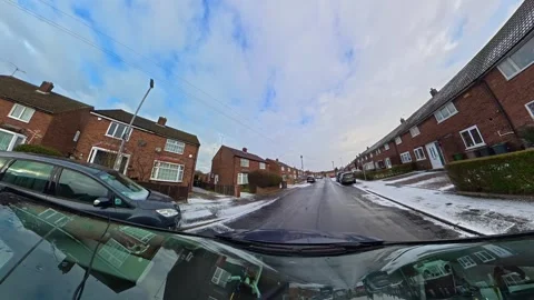 Ultra Wide Angle View of British City After Snow Fall Stock Footage 327788324
