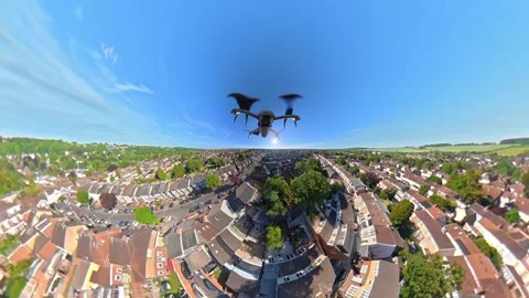 Ultra Wide Angle View of Urban Flight Above City Streets of England Stock Footage 335968448