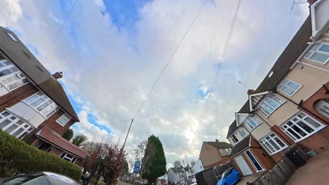 Ultra Wide Car Drive Through British Urban City Streets Stock Footage 329597904