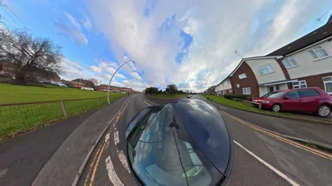 Ultra Wide Car Drive Through British Urban City Streets Stock Footage 329598024