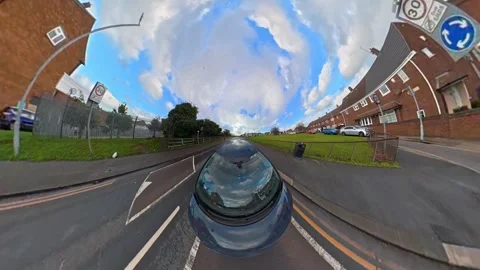 Ultra Wide Car Drive Through British Urban City Streets Stock Footage 329598035