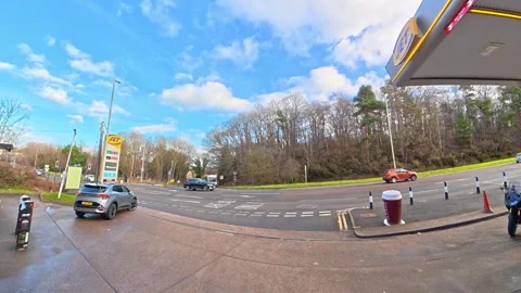 Ultra Wide Car Drive Through British Urban City Streets Stock Footage 329598175