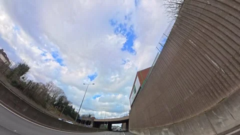 Ultra Wide Car Drive Through British Urban City Streets Stock Footage 329598530