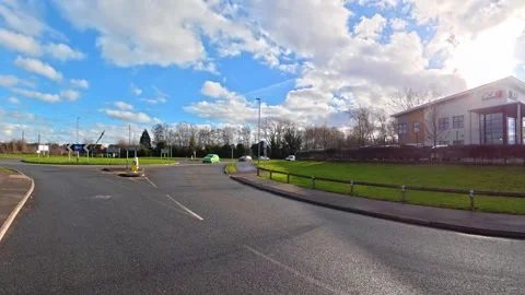 Ultra Wide Car Drive Through British Urban City Streets Stock Footage 329599004