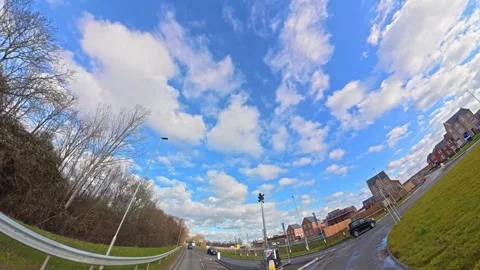 Ultra Wide Car Drive Through British Urban City Streets Stock Footage 329599052
