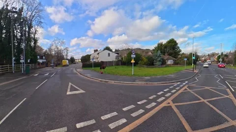 Ultra Wide Car Drive Through British Urban City Streets Stock Footage 329599071