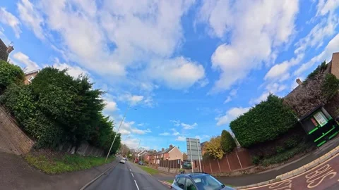 Ultra Wide Car Drive Through British Urban City Streets Stock Footage 329599089