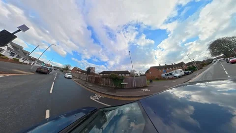 Ultra Wide Car Drive Through British Urban City Streets Stock Footage 329599411