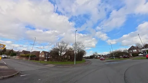 Ultra Wide Car Drive Through British Urban City Streets Stock Footage 329599448