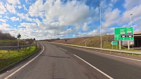 Ultra Wide Car Drive Through British Urban City Streets Stock Footage 329680705