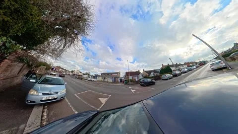 Ultra Wide Car Drive Through British Urban City Streets Stock Footage 329680917