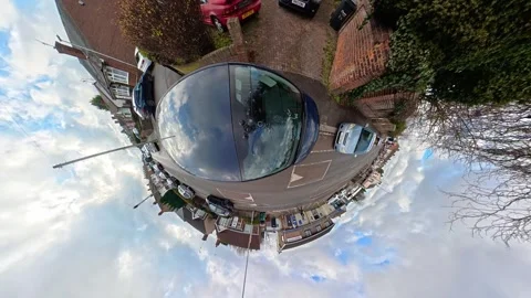 Ultra Wide Car Drive Through British Urban City Streets Stockbeeldmateriaal 329698073