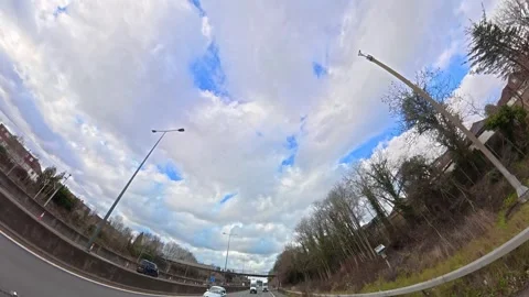 Ultra Wide Car Drive Through British Urban City Streets Stock Footage 329708663