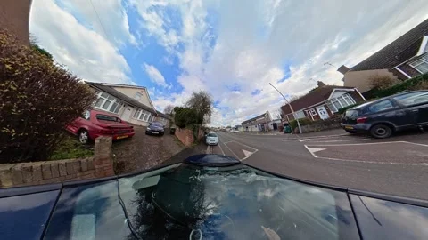 Ultra Wide Car Drive Through British Urban City Streets Stock Footage 329711201