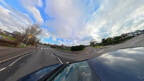 Ultra Wide Car Drive Through British Urban City Streets Stock Footage 329711237
