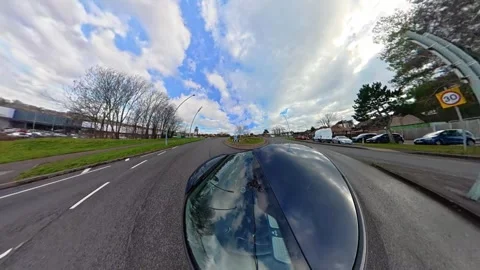 Ultra Wide Car Drive Through British Urban City Streets Vídeo Stock 329711933