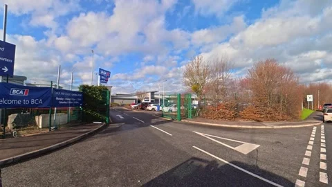 Ultra Wide Car Drive Through British Urban City Streets Stock Footage 329741059