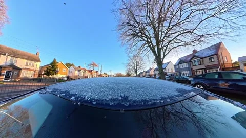 Ultra Wide Special View of British Urban City Streets During Car Drive Stock Footage 327039925