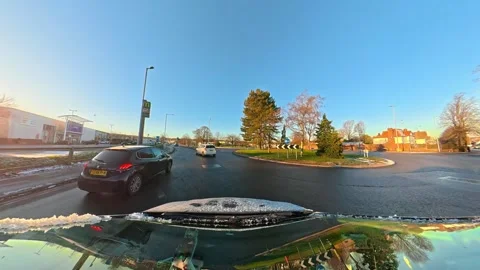 Ultra Wide Special View of British Urban City Streets During Car Drive Vídeo Stock 327040078