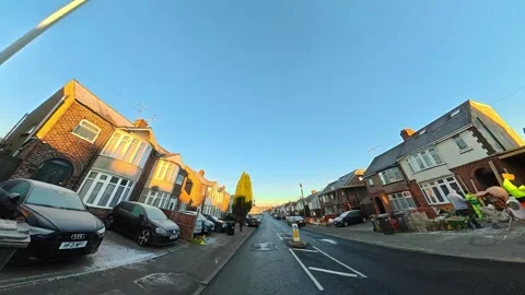 Ultra Wide Special View of British Urban City Streets During Car Drive Vídeos de archivo 327040167