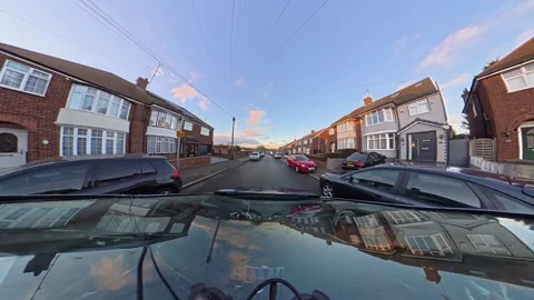 Ultra Wide Special View of British Urban City Streets During Car Drive Vídeos de archivo 327040536