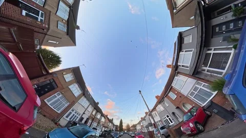 Ultra Wide Special View of British Urban City Streets During Car Drive Vídeos de archivo 327043846