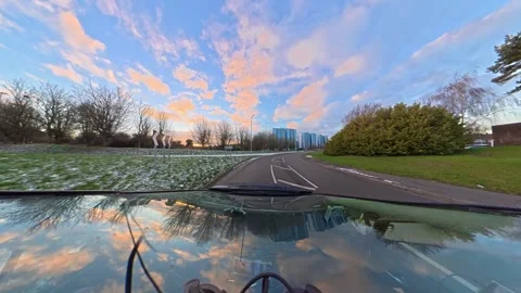 Ultra Wide Special View of British Urban City Streets During Car Drive Vídeos de archivo 327043863