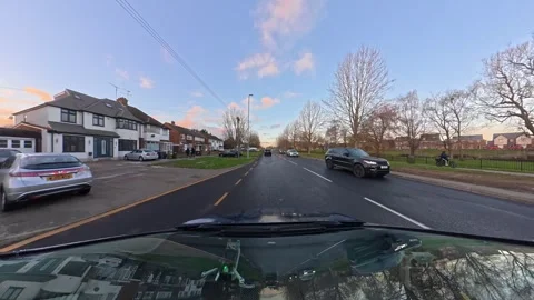 Ultra Wide Special View of British Urban City Streets During Car Drive Vídeo Stock 327044022