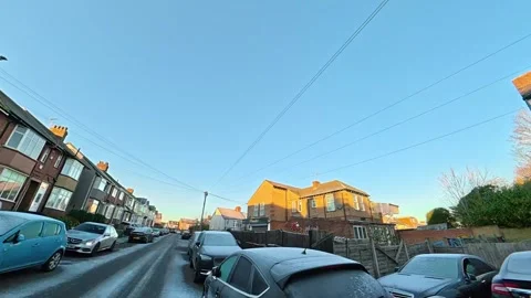 Ultra Wide Special View of British Urban City Streets During Car Drive Vídeo Stock 327044134
