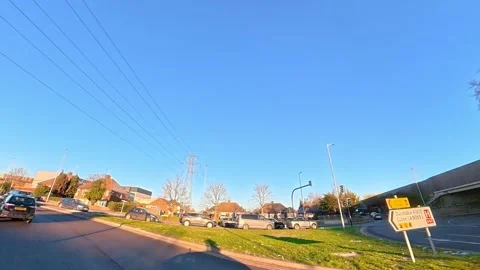 Ultra Wide Special View of British Urban City Streets During Car Drive Vídeo Stock 327044310