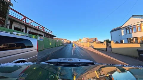 Ultra Wide Special View of British Urban City Streets During Car Drive Vídeo Stock 327044338