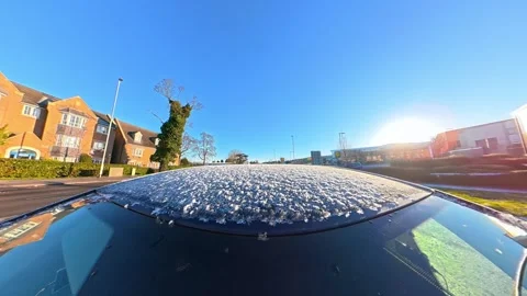 Ultra Wide Special View of British Urban City Streets During Car Drive Stock Footage 327044514