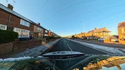 Ultra Wide Special View of British Urban City Streets During Car Drive Vídeos de archivo 327044634