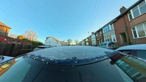 Ultra Wide Special View of British Urban City Streets During Car Drive Stock Footage 327044839