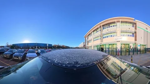 Ultra Wide Special View of British Urban City Streets During Car Drive Vídeo Stock 327044962