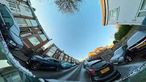 Ultra Wide Special View of British Urban City Streets During Car Drive Vídeos de archivo 327045095
