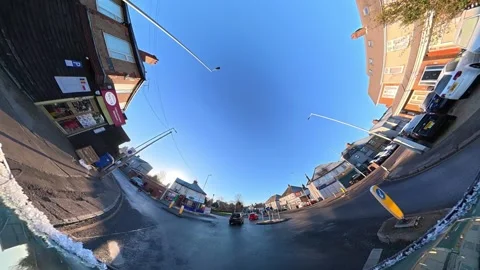 Ultra Wide Special View of British Urban City Streets During Car Drive Stock Footage 327045142