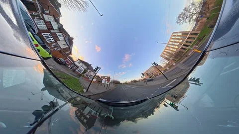 Ultra Wide Special View of British Urban City Streets During Car Drive Vídeo Stock 327045246