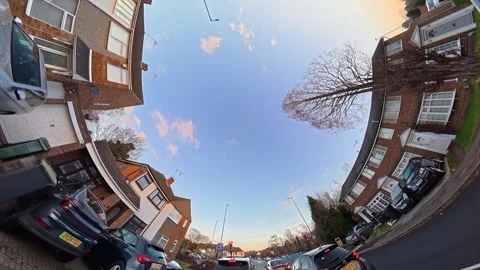 Ultra Wide Special View of British Urban City Streets During Car Drive Vídeos de archivo 327045320