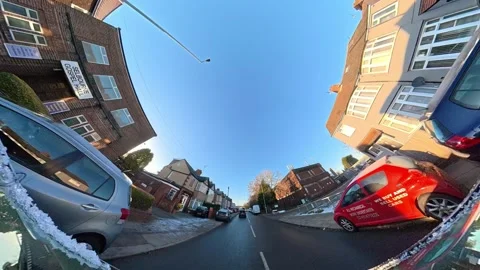 Ultra Wide Special View of British Urban City Streets During Car Drive Vídeos de archivo 327045321