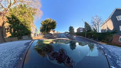 Ultra Wide Special View of British Urban City Streets During Car Drive Vídeos de archivo 327045520