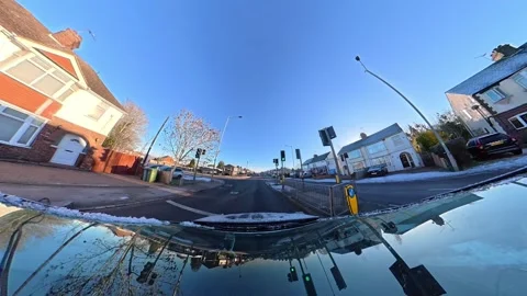 Ultra Wide Special View of British Urban City Streets During Car Drive Vídeo Stock 327045618