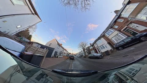 Ultra Wide Special View of British Urban City Streets During Car Drive Vídeos de archivo 327045767