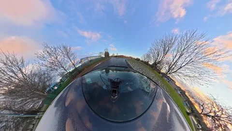 Ultra Wide Special View of British Urban City Streets During Car Drive Stock Footage 327046462