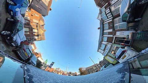 Ultra Wide Special View of British Urban City Streets During Car Drive Vídeos de archivo 327046530